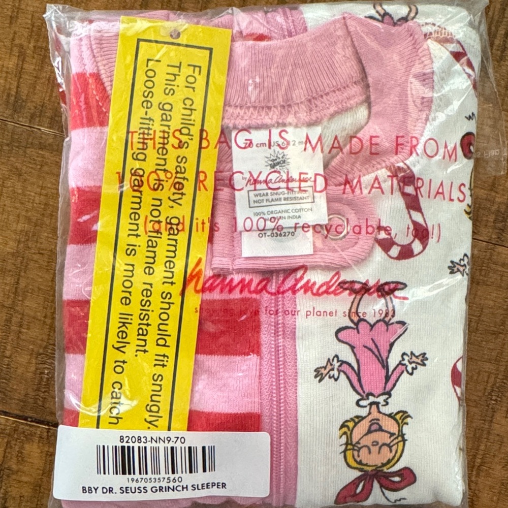 Hanna Andersson Pink and White Grinch Kids Pajamas